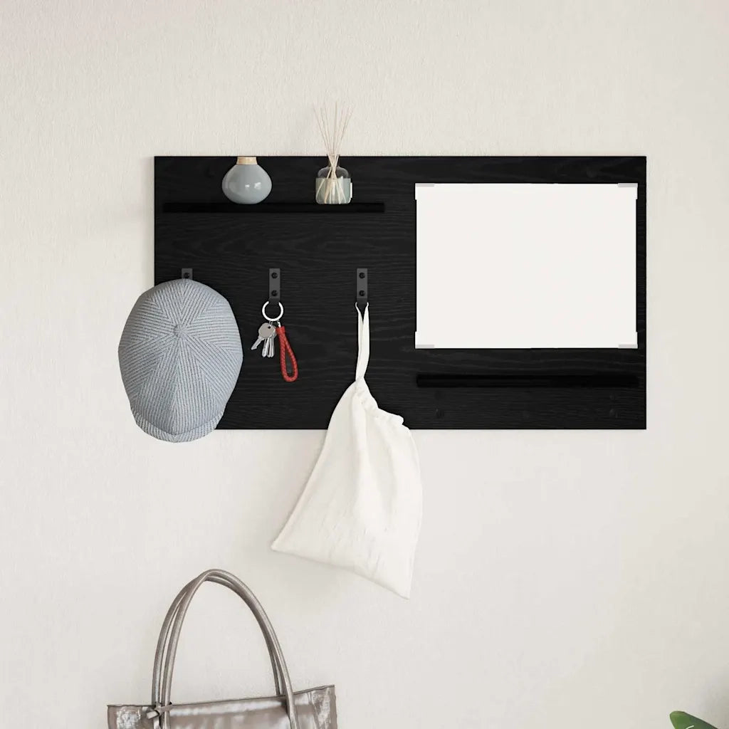 vidaXL Appendiabiti a muro con lo scaffale Rovere nero 90 x 10 x 50 cm