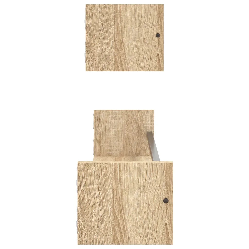 Mensole a Parete con Aste 2pz Rovere Sonoma 80x16x14 cm 835440
