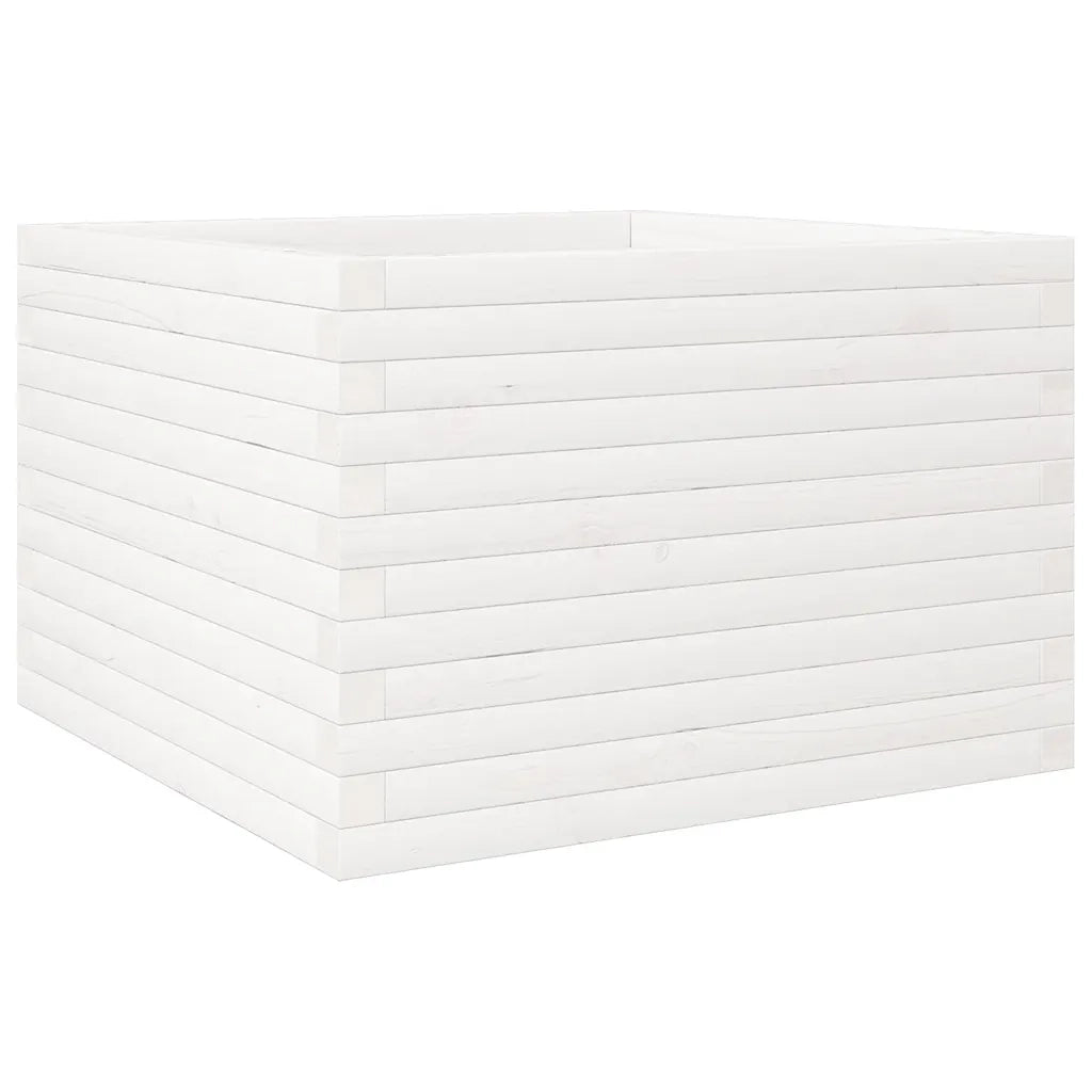 Fioriera da Giardino-Vaso da Esterno Bianca 70x70x46 cm Legno Massello di Pino