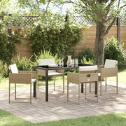 Set da Pranzo per Giardino 5 pcs Beige polyrattan 3380730