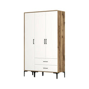 Guardaroba 3 ante Phyan, Mobile camera da letto, Cabina armadio portabiti, Armadio appendiabiti, 120x201h48 cm, Noce e Bianco