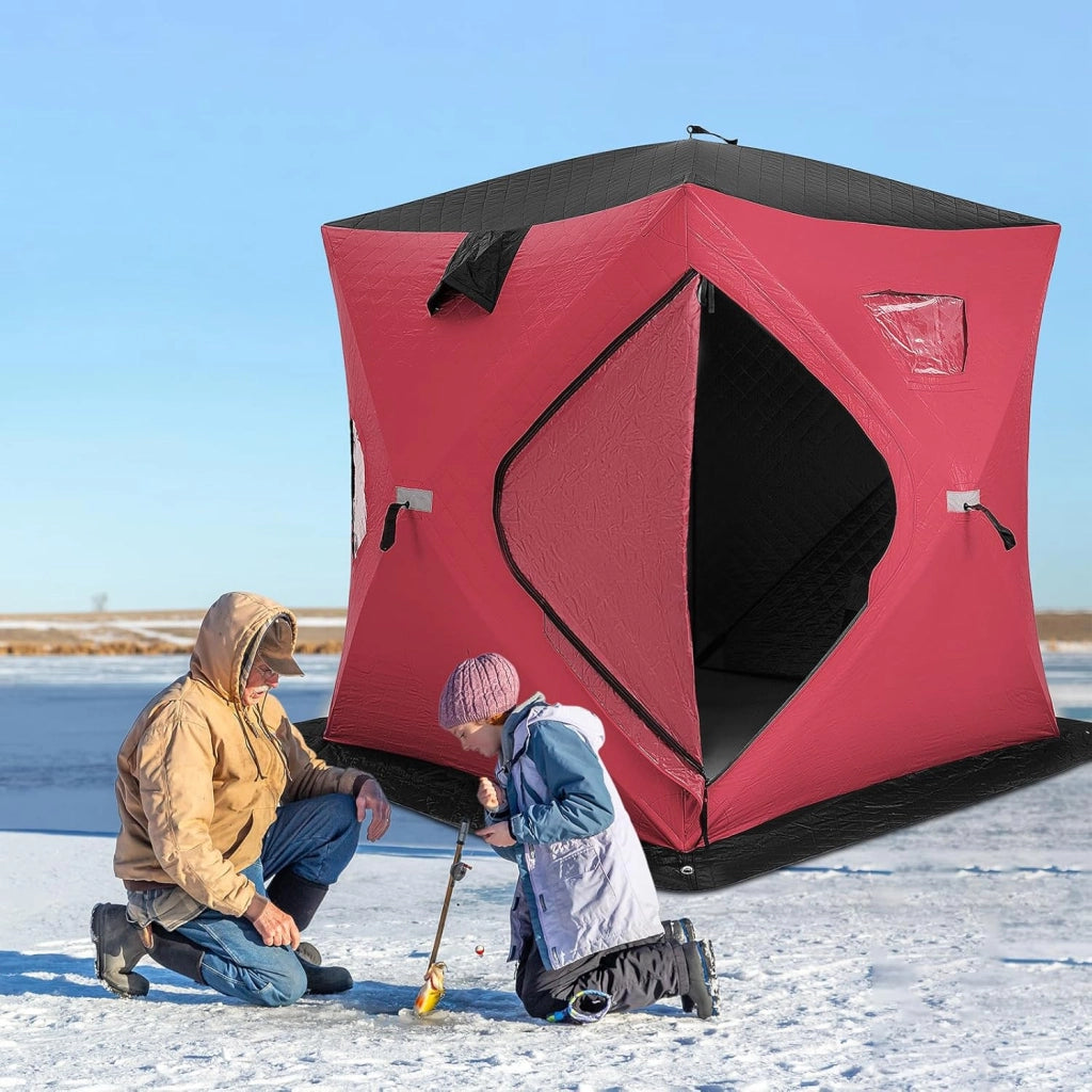 Tenda da Pesca sul Ghiaccio, Capanna di Ghiaccio in Tessuto Oxford con Finestre, Protezione Termica, Antivento e Impermeabile, per Pesca Invernale, per 2 Persone