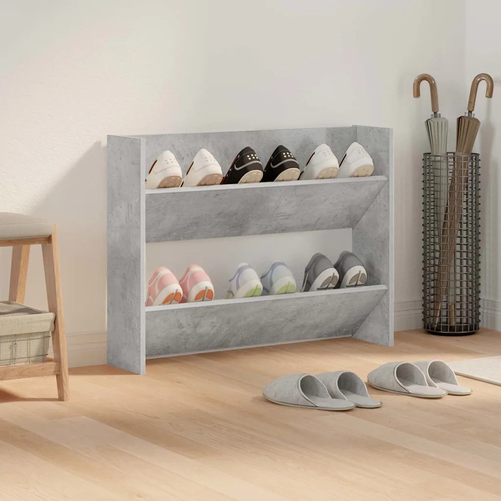 Scarpiera a Muro Grigio Cemento 80x18x60cm in Legno Multistrato 806749