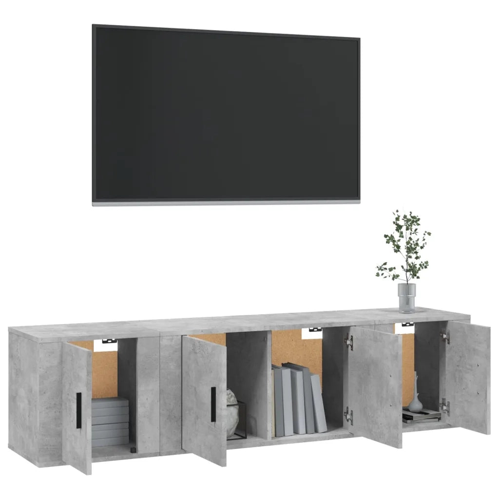 Set di Mobili Porta TV 3 pz Grigio Cemento in Legno Multistrato 3188402