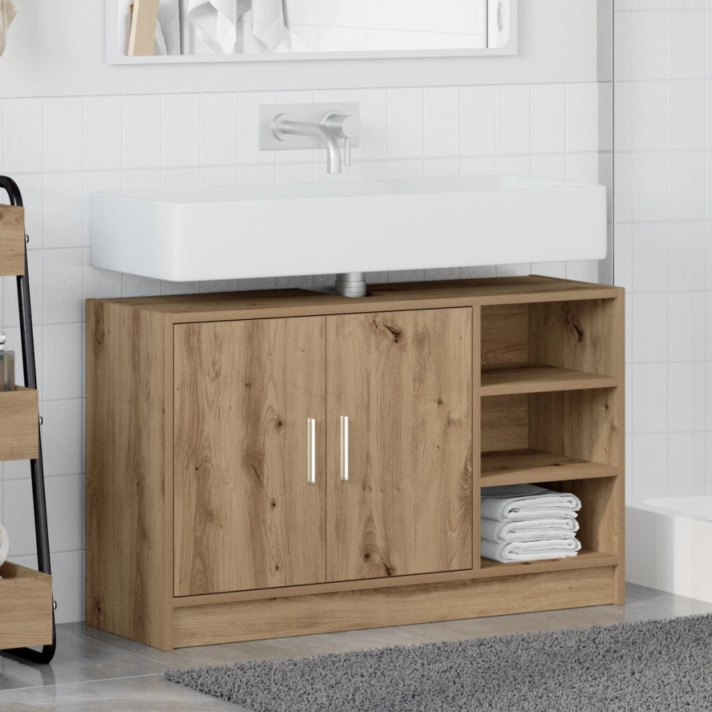 Mobile per Lavabo Rovere Artigianale 90x29x55 cm Legno Ingegnerizzato