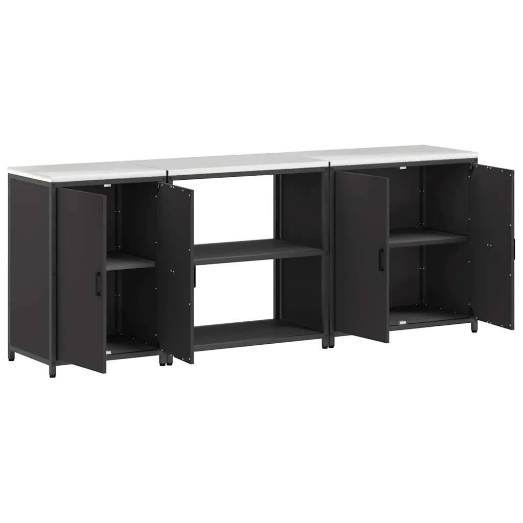 Set di Stoccaggio per Cucina con lo scaffale 3 pcs Nero Acciaio 3392673