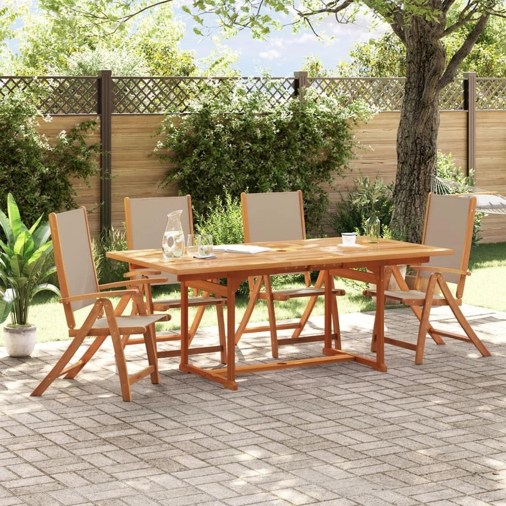 Set da pranzo da giardino 5 pezzi in legno massello di acacia e textilene, set tavolo e sedie da giardino, tavolo terrazza esterna e sedie, set terrazza, mobili da giardino esterno - 3279316