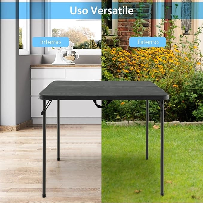 Tavolo da Campeggio Pieghevole, Tavolo da Picnic Portatile con Maniglia, Tavolino da Pranzo Leggero per Esterni con Piano in HDPE, Portata 100 kg (Grigio)