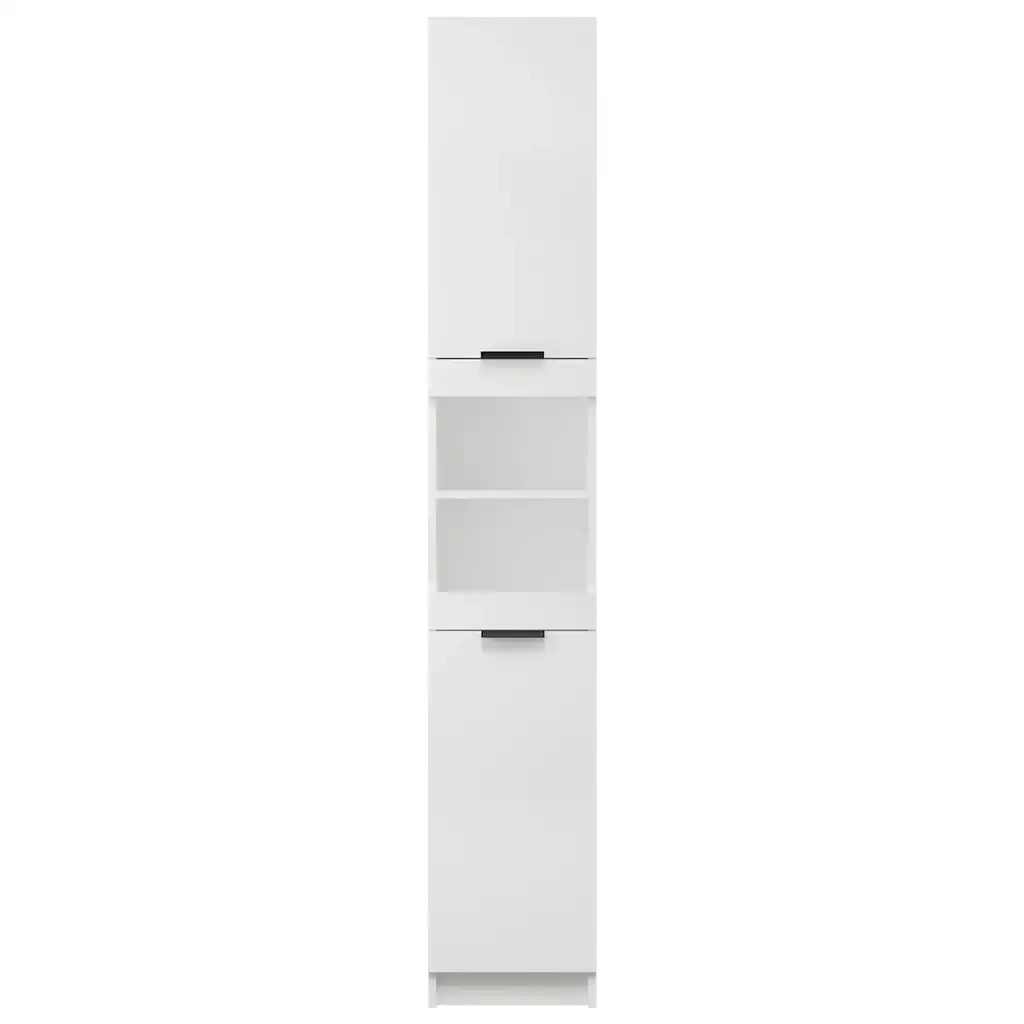 Armadietto da Bagno Bianco 32x34x188,5 cm in Legno Multistrato 811322