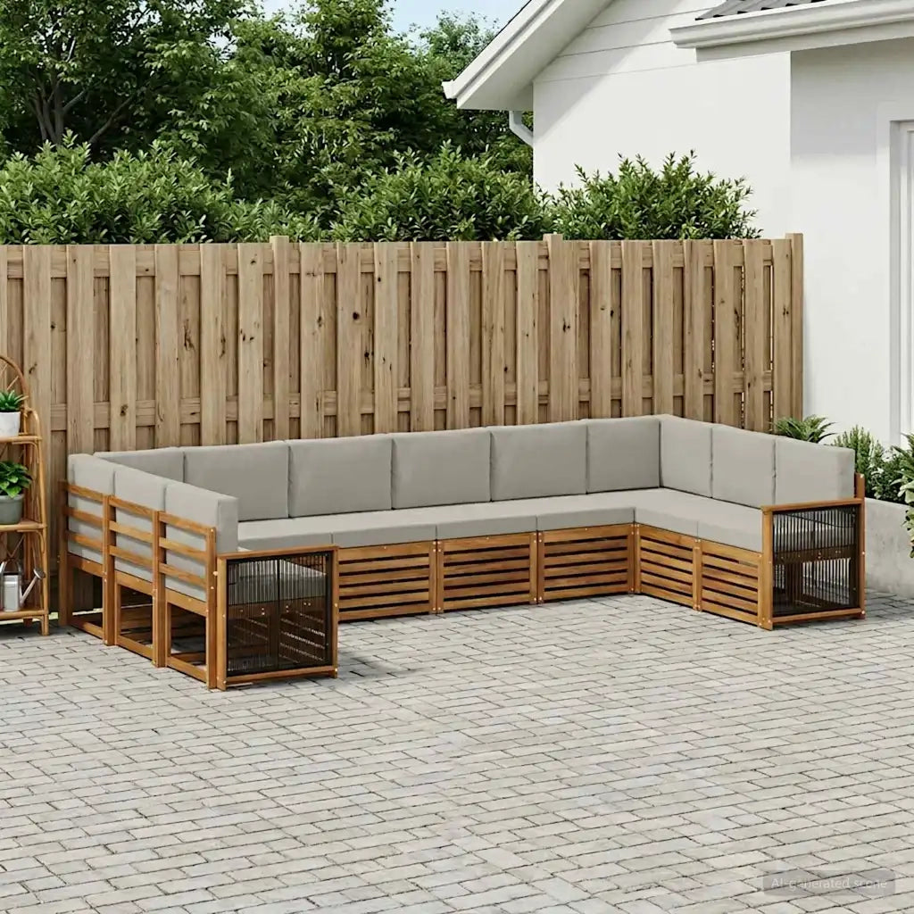 Set divano sezionale con cuscino 7 pcs Naturale e Grigio Chiaro 3384892