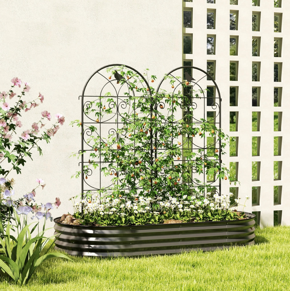 Set di 2 grigliati in metallo con uccelli 50 x 120 cm