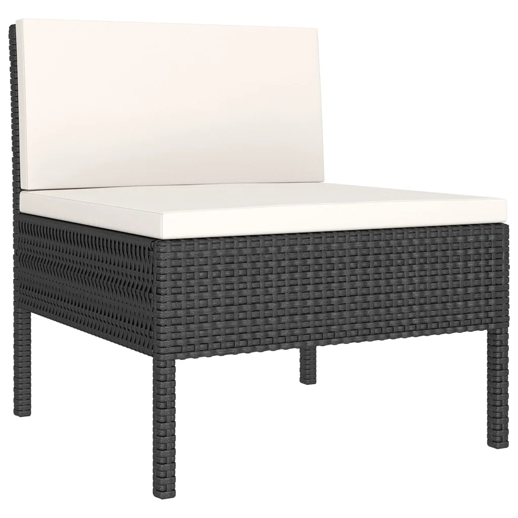 Set Divani da Giardino 7 pz con Cuscini in Polyrattan Nero cod mxl 38465
