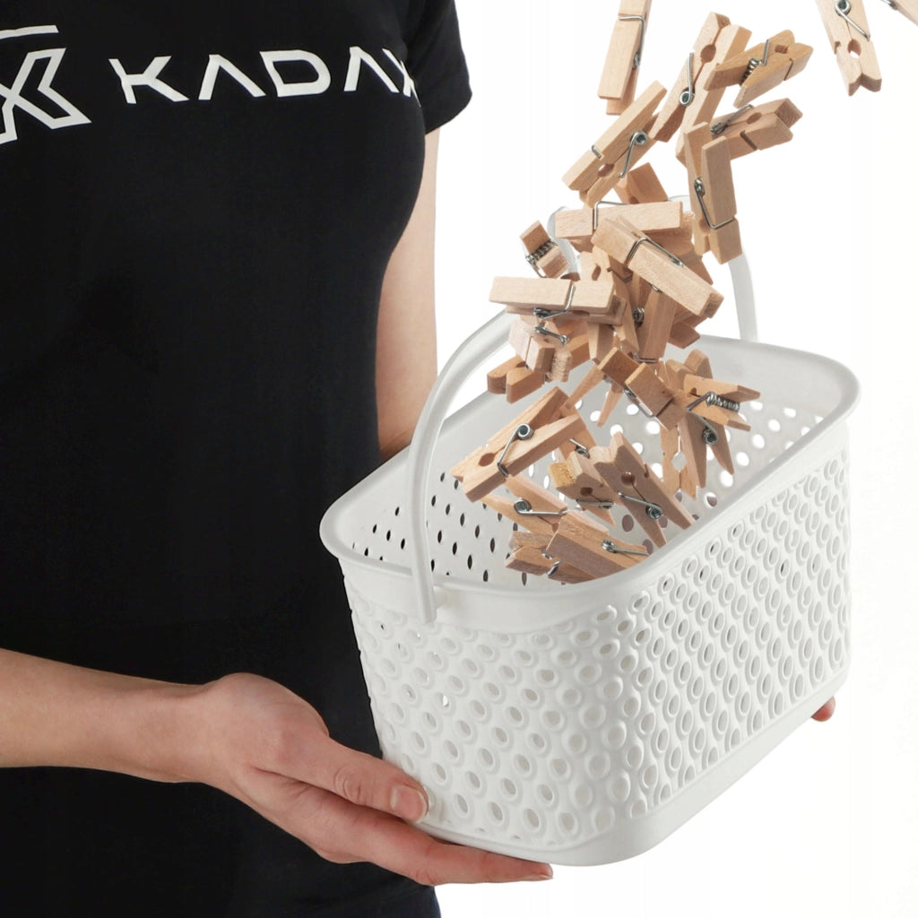 Cestino sospeso KADAX per mollette, rettangolare, bianco