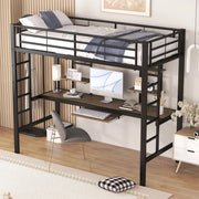 Letto a soppalco 90x200 cm con scrivania e 2 librerie nero