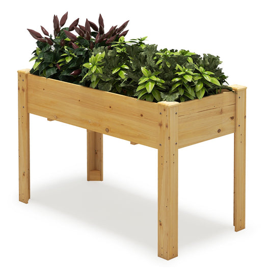 Letto rialzato da giardino per piante, Fioriera rialzata da esterno in legno di abete con fori di drenaggio Naturale-Fioriere