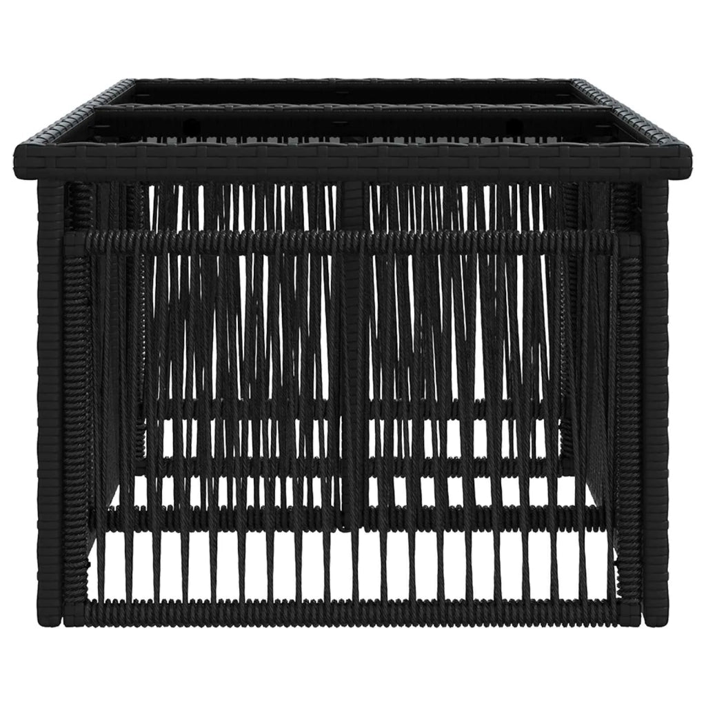 Tavolo da Giardino Nero 100 x 55 x 37 cm Rattan PE e Vetro 42035136