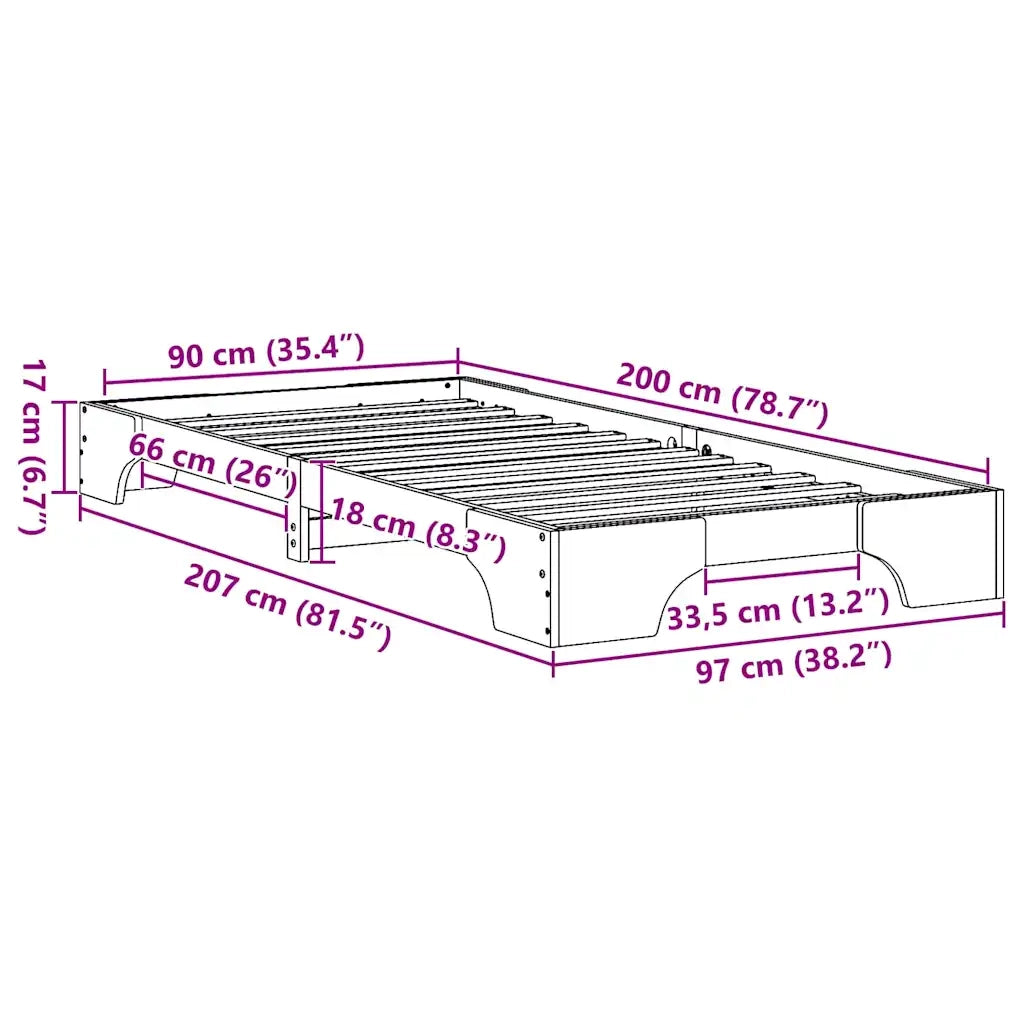 Struttura del letto Marrone cerato 90 x 200 cm Pino massello 872880