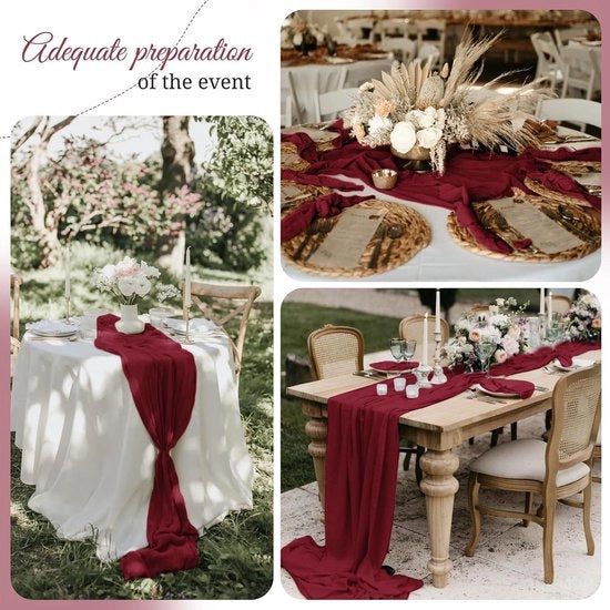 Set di tovaglioli da tavola semi-trasparenti in stile bohemien rustico, 4 pezzi, dimensioni 80 x 300 cm