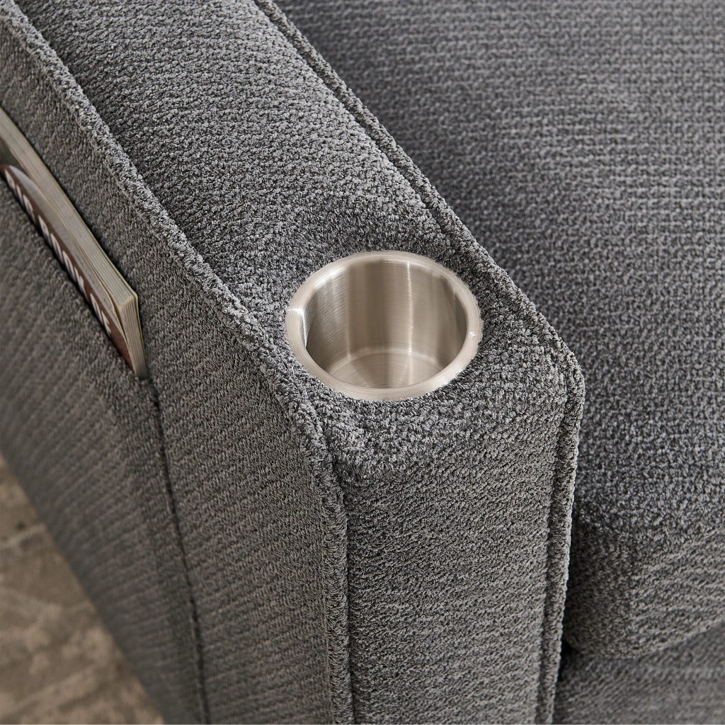 Divano letto 2 posti con funzione 3 in 1 e porte USB scorrevole in tessuto grigio scuro