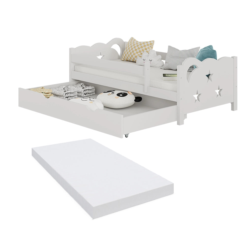 Vitalispa Letto per bambini Bianco 70x140 cm con cassetto e materasso