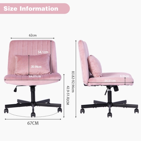 Sedia da ufficio girevole 67 cm rosa chiaro – senza braccioli