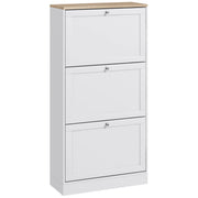 Mobile Portascarpe con 3 Cassetti e Ripiani ¨C zephmum ¨C 60x23.5x115 cm Bianco