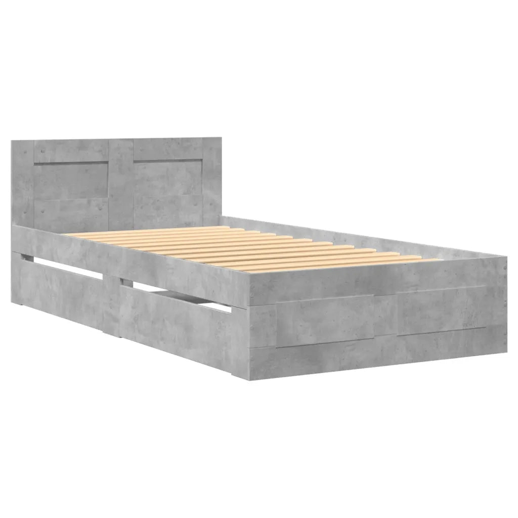 Giroletto Testiera-Struttura Letto Grigio Cemento 90x200 cm Legno Multistrato 863538