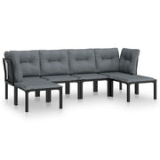 Set Salotto da Giardino 6 pz | Set di Mobili da Esterno in Polyrattan Nero e Grigio
