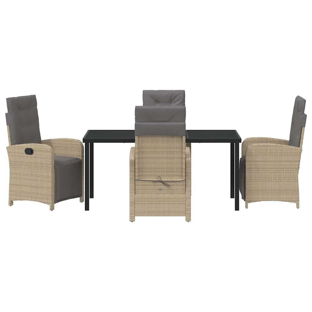 Set da Pranzo per Giardino con cuscino 5 pcs Beige polyrattan 3380340