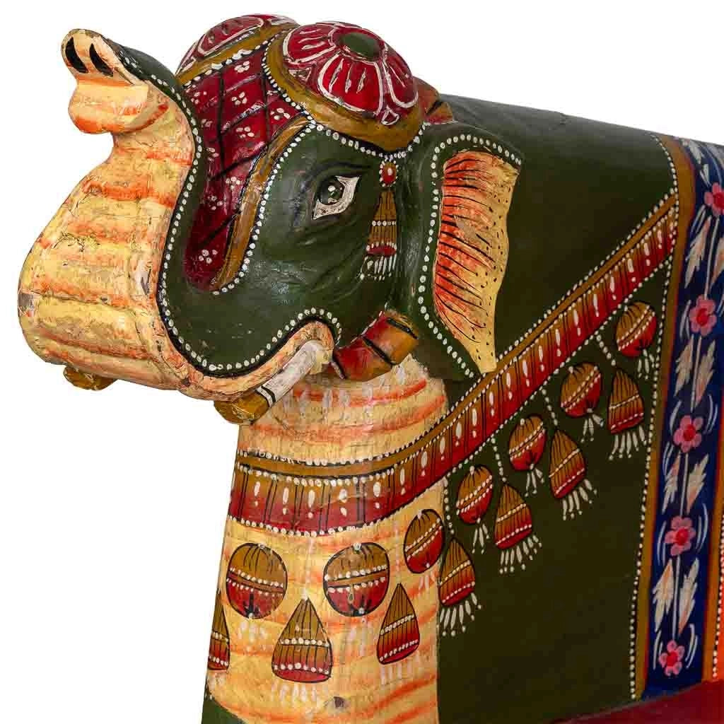 Panca elefante legno dipinto multicolore 89x80x92h cm