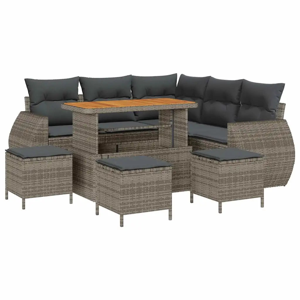 Set Divano da Giardino 9 pcs Grigio polyrattan 3361883