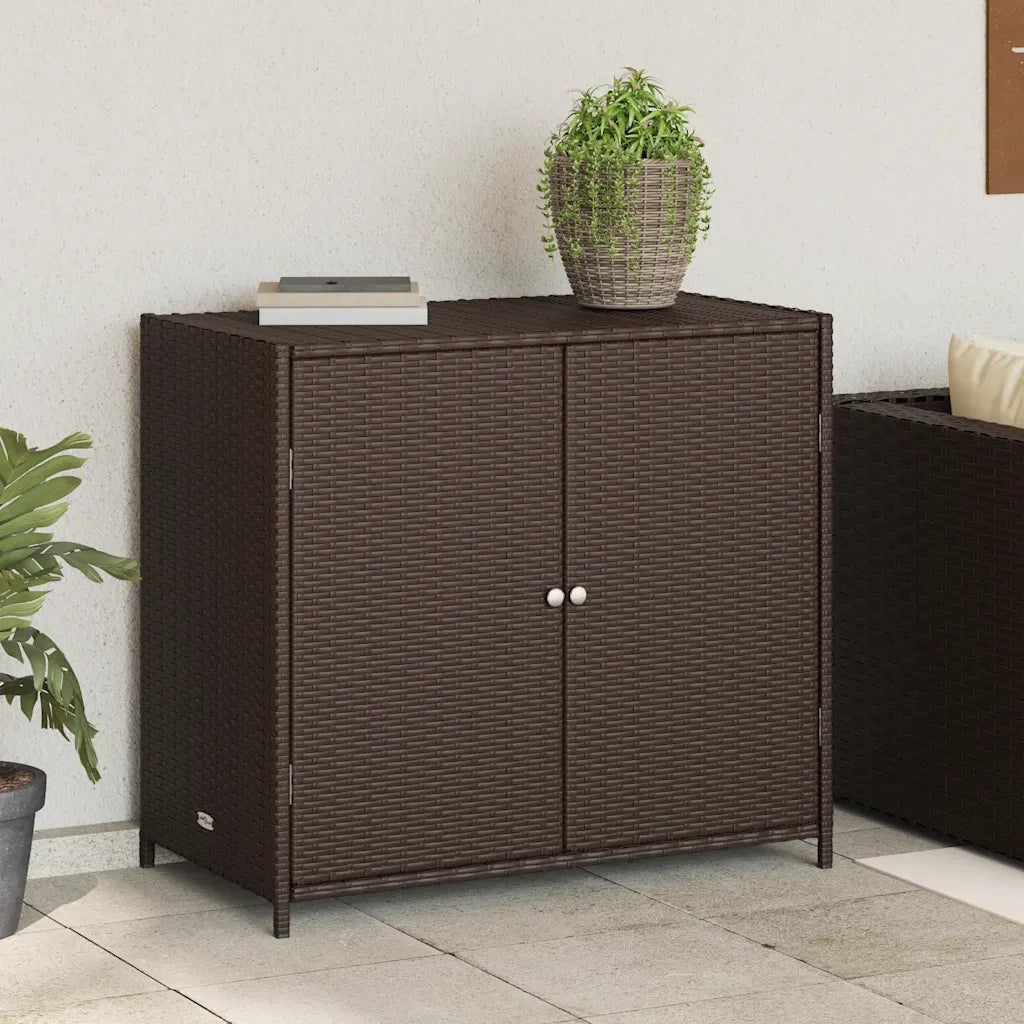 Armadietto Portaoggetti Giardino Marrone 83x45x76 cm Polyrattan 365544