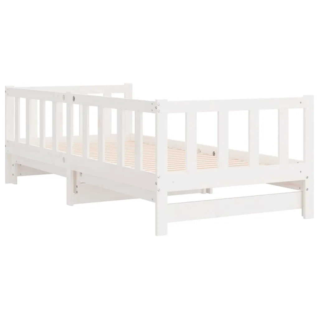 Letto singolo | Letto per adulti | Dormeuse Estraibile Bianca 2x(90x200) cm Legno Massello di Pino