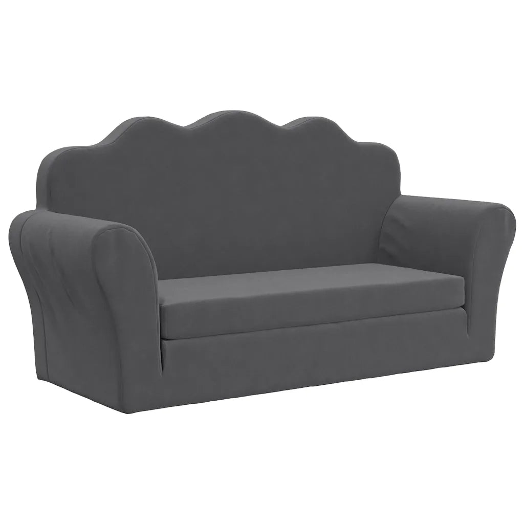 Divano letto | Sof¨¤ letto | Letto singolo per Bambini a 2 Posti Antracite in Morbido Peluche