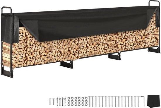 Rifugio per legna - Brandlegna - Legna per stufe - Meta - 259 x 36 x 117 CM - Misura M - Cornice rivestita di vernice - Copertura impermeabile - Peso di carico 300 KG