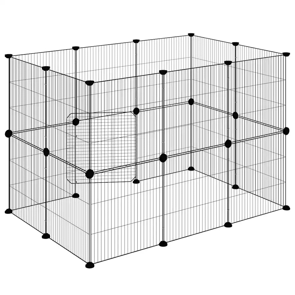 Gabbia per Animali 20 Pannelli con Porta Nera 35x35 cm Acciaio 3114043