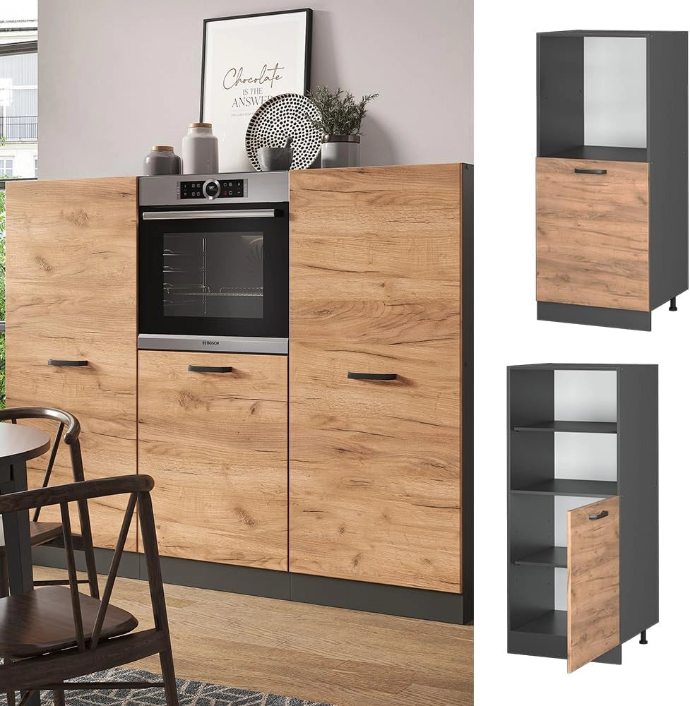 Mobile per forno da incasso R-Line, Quercia dorata, 60 cm, per la libera combinazione all'interno di sistemi cucina modulari