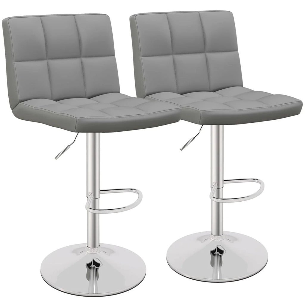 Set di 2 sgabelli da bar girevoli 42,5 x 43 x 96,5-116,5 cm comfort ergonomico design elegante in similpelle grigia 20_0012542