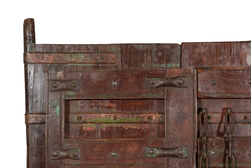 Biscottini Porta portone in legno massello e ferro da interno o da esterno vecchia e antica medievale scorrevole