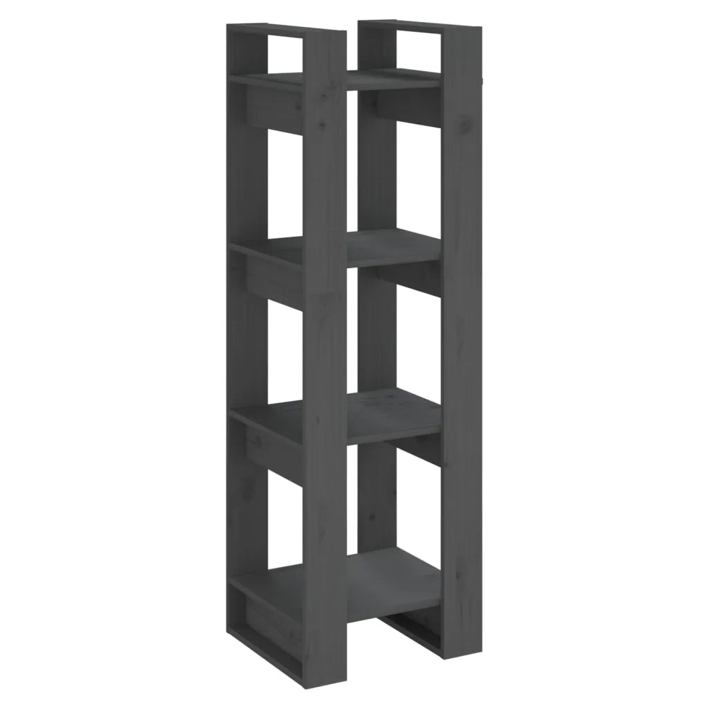 Libreria Divisorio-Scaffale per Libri-Mobile di Stoccaggio Grigio 41x35x125 cm Legno Massello di Pino