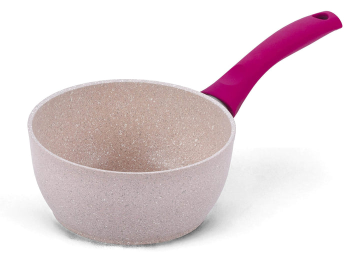 Casseruola 1 Manico in Alluminio Ø 18 cm Antiaderente Induzione con Coperchio Bisetti Stonerose