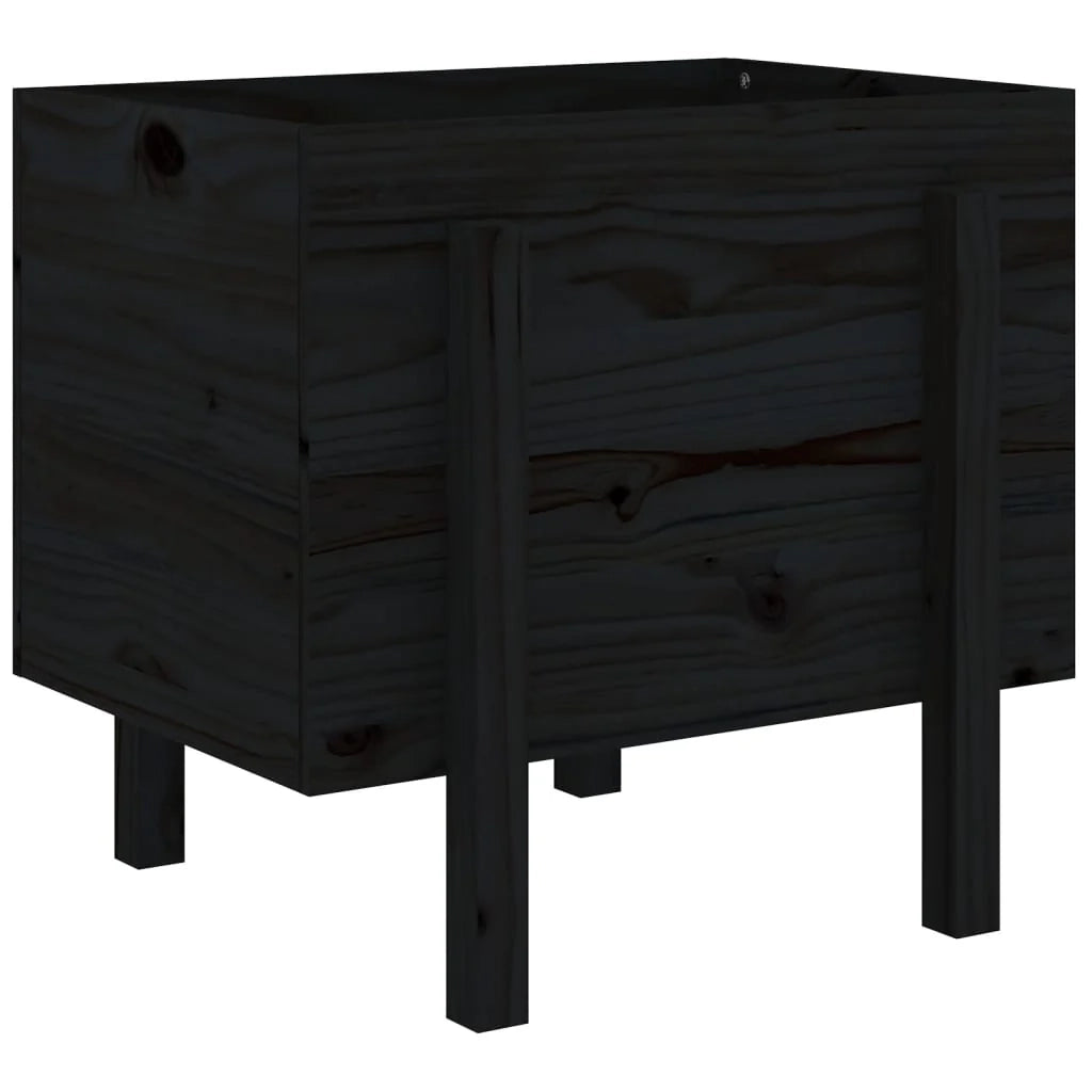 Fioriera rialzata per piante e fiori terrazza giardino 62 x 50 x 57 cm legno massello di pino nero 02_0037764