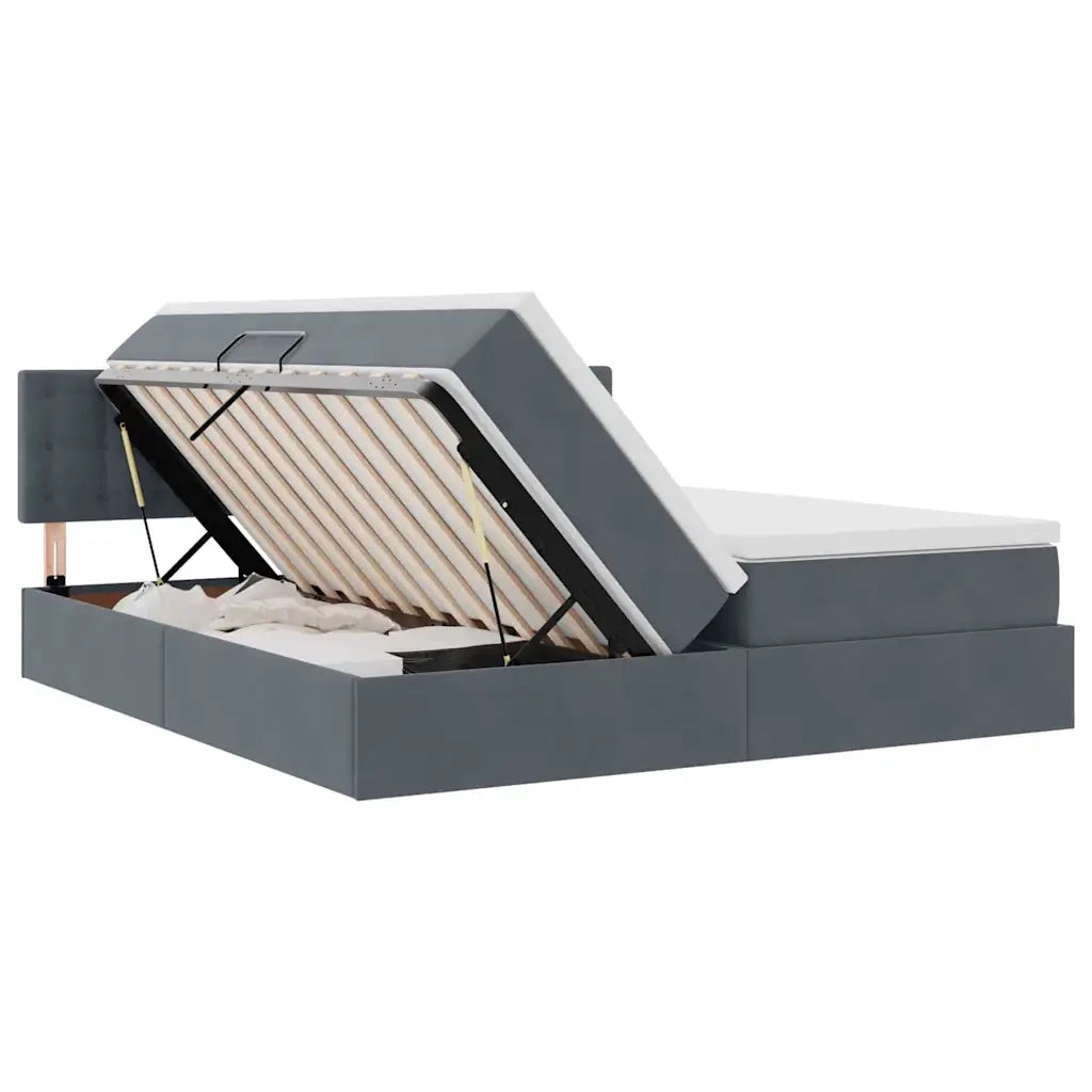 Letto con strisce LED Grigio scuro 200 x 200 cm Velluto 3371640