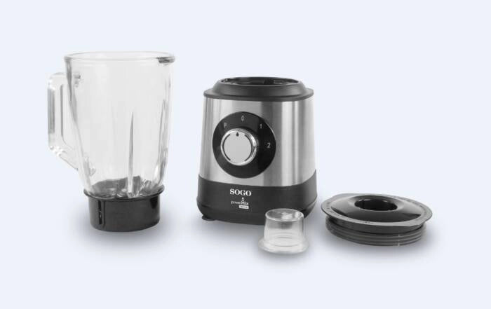 Frullatore da cucina 1500W con bicchiere vetro 1,5L, 2 velocità e funzione tritaghiaccio per frullati e smoothie - Sogo