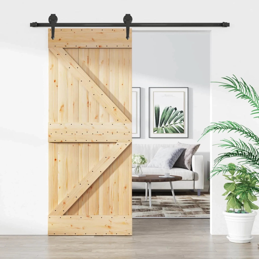 Porta scorrevole Naturale e Nero 85 x 210 cm 3445120
