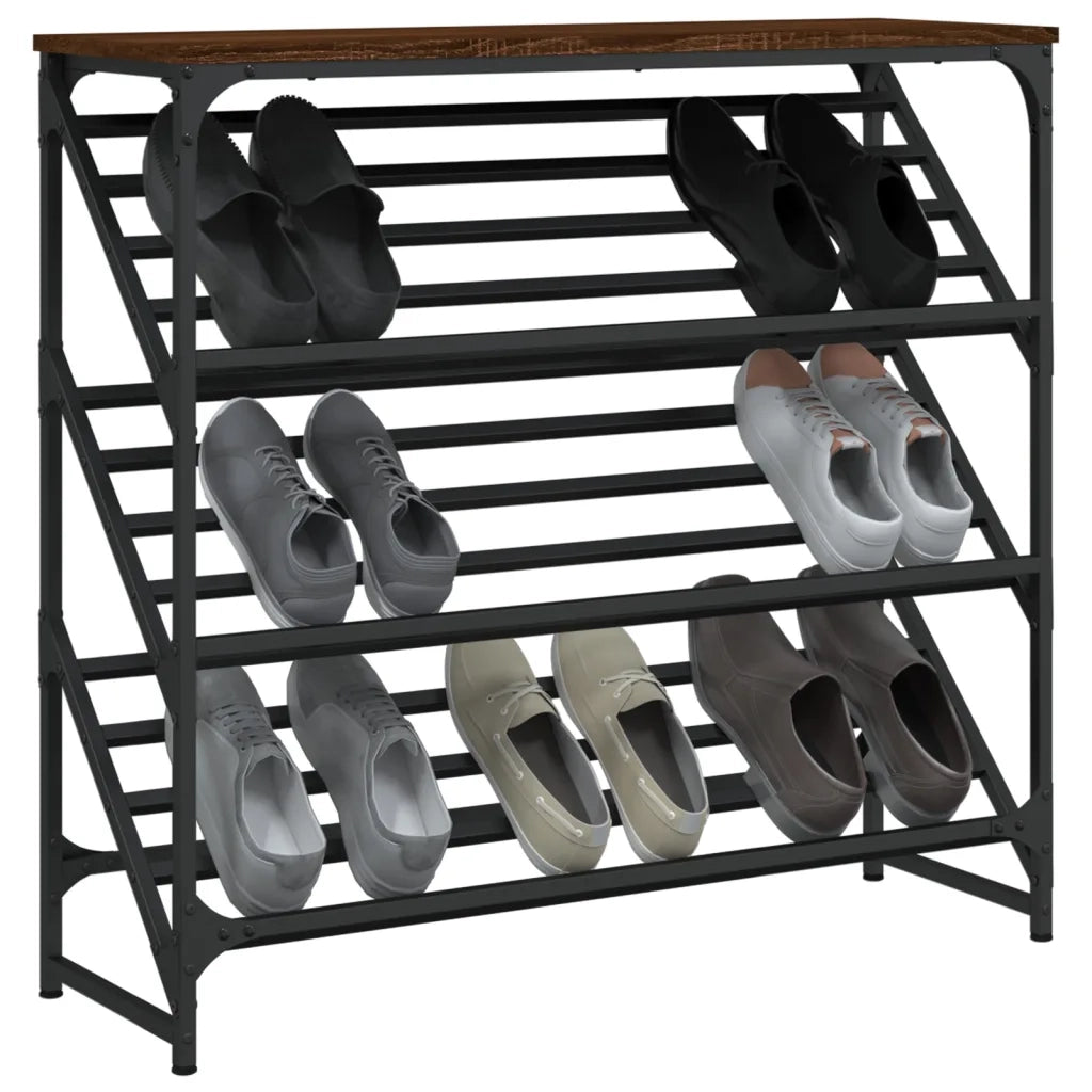 Scarpiera-Scaffale per scarpe Rovere Marrone 90x30x85 cm in Legno Multistrato