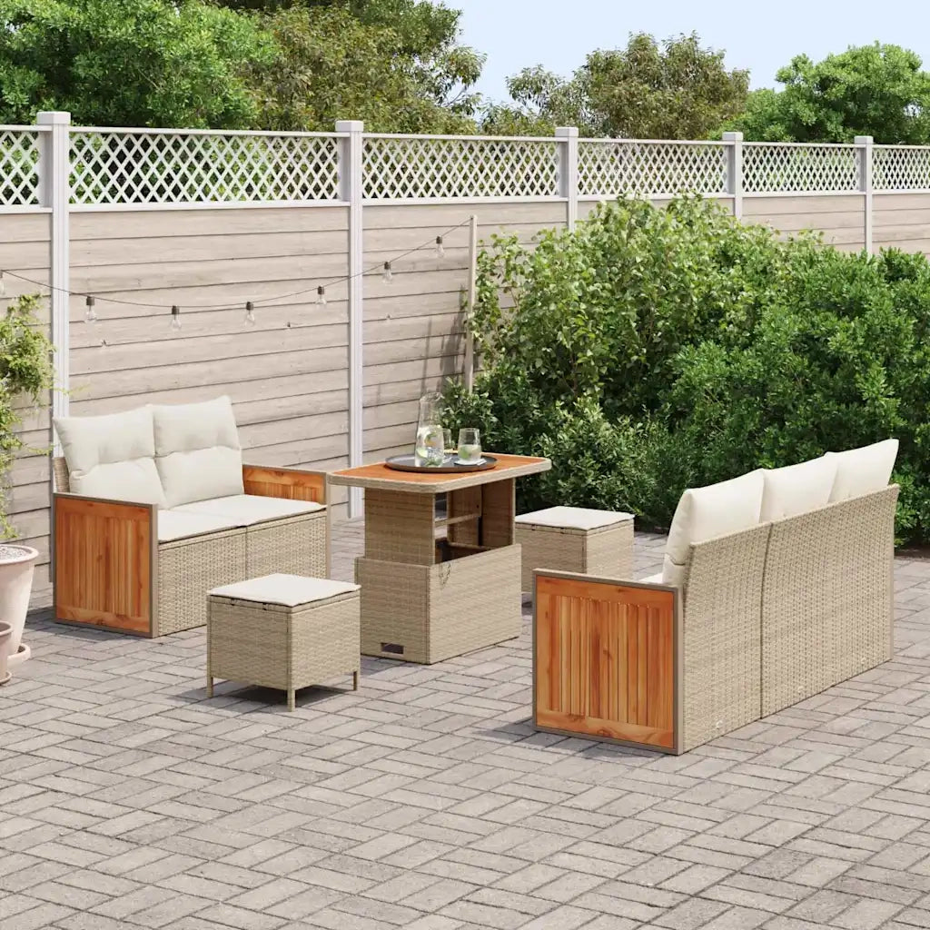 Set Divano da Giardino 10 pcs Beige e Crema polyrattan