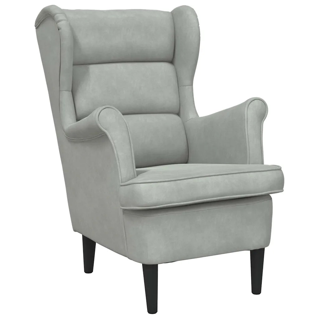 Poltrona-Divano Sedia-Poltroncina Grigio Chiaro Velluto 428336