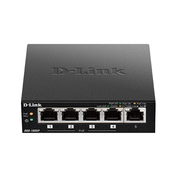 D-LINK DGS-1005P - DESKTOP SWITCH 5 PORTE GIGABIT POE+