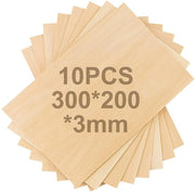 Multiplex in legno da modellismo - 10 pezzi - 300 x 200 x 3 mm - Ideale per la costruzione di modelli - Plastico in legno di basso fusto